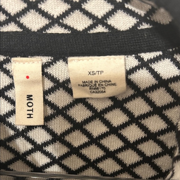 ⛵️Anthropology Moth Black and White Asymmetrical Moto zip Lace jacket size XS - Picture 7 of 13